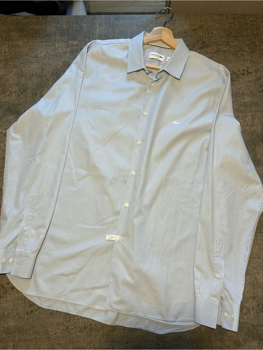 Lacoste Men's Light Blue Micro-Check Dress Shirt